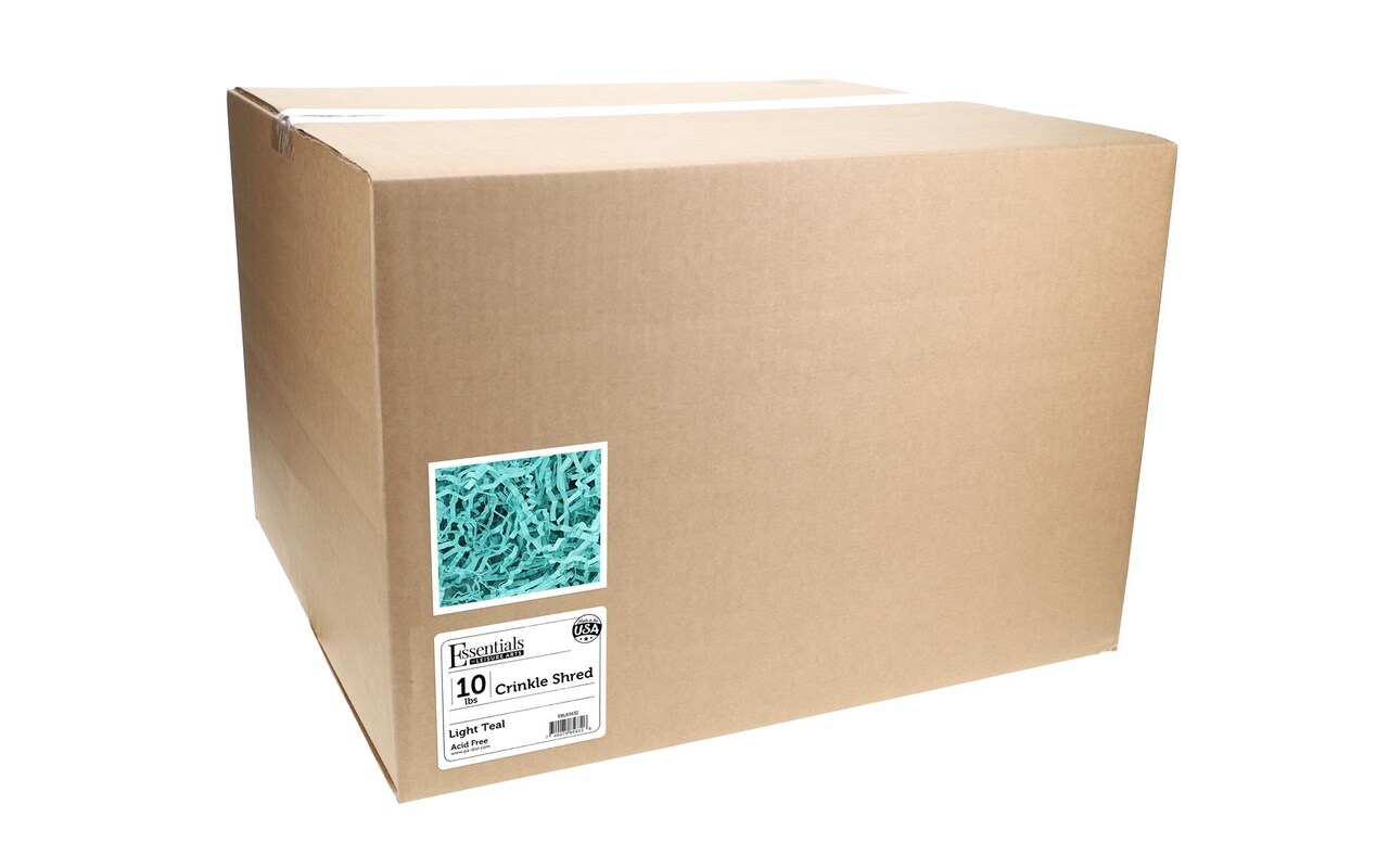 Essentials by Leisure Arts Crinkle Shred Box, Light Teal, 10lbs Shredded Paper Filler, Crinkle Cut Paper Shred Filler, Box Filler, Shredded Paper for Gift Box, Paper Crinkle Filler, Box Filling